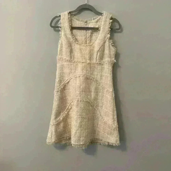 NWT Anthropologie Scoop Neck Tweed Mini Dress Size 4 - Picture 1 of 5